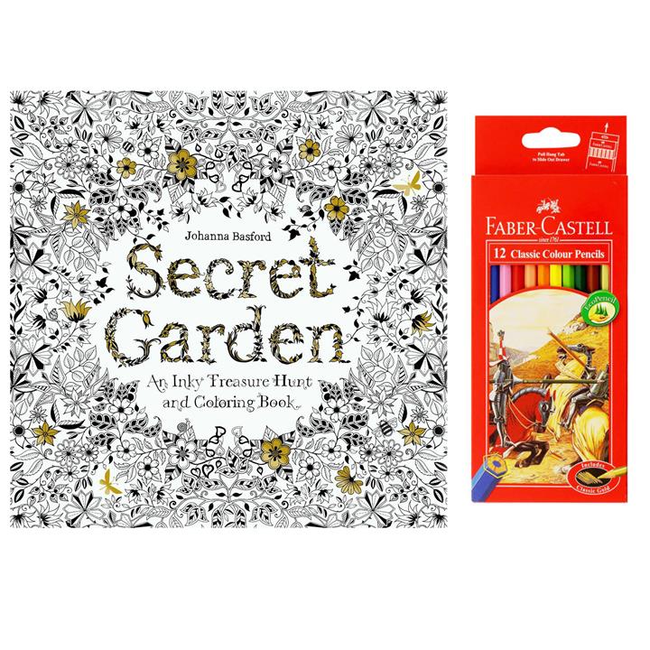 مداد رنگی 12 رنگ فابر کاستل مدل SECRET GARDEN به همراه دفتر